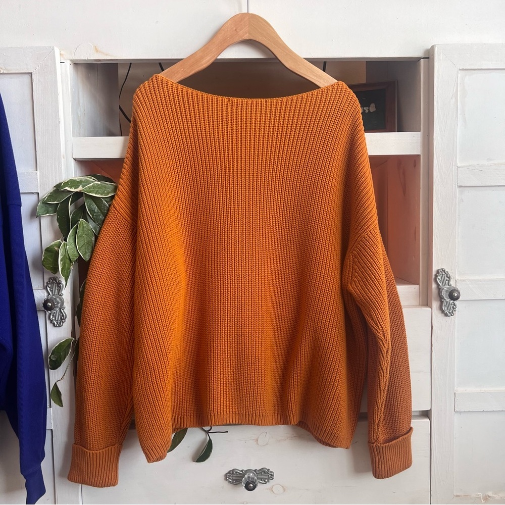 FRENCH CONNECTION Sweater Chunky Knit Oversized Boat Neck Pullover - Picture 3 of 8